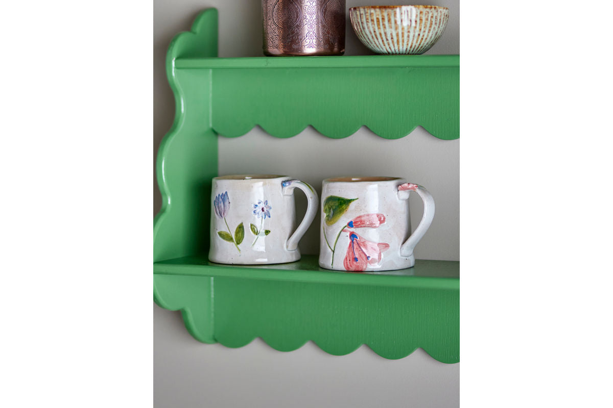 2er Set Becher Luni – gefertigt aus Steingut mit floralen Motiven