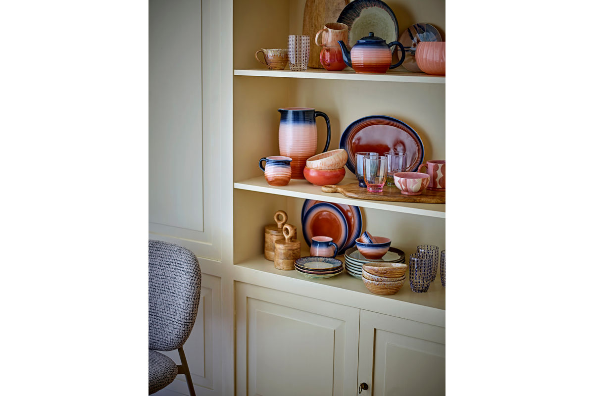 Tassen-Set Gabi – Gerippte Steinguttassen mit sanftem Farbverlauf (4er-Set)