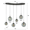 Pendelleuchte Zephyra – 6 Leuchten im Rauchglas Design mit organischem Deckensockel