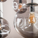 Pendelleuchte Zephyra – 6 Leuchten im Rauchglas Design mit organischem Deckensockel