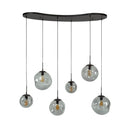 Pendelleuchte Zephyra – 6 Leuchten im Rauchglas Design mit organischem Deckensockel