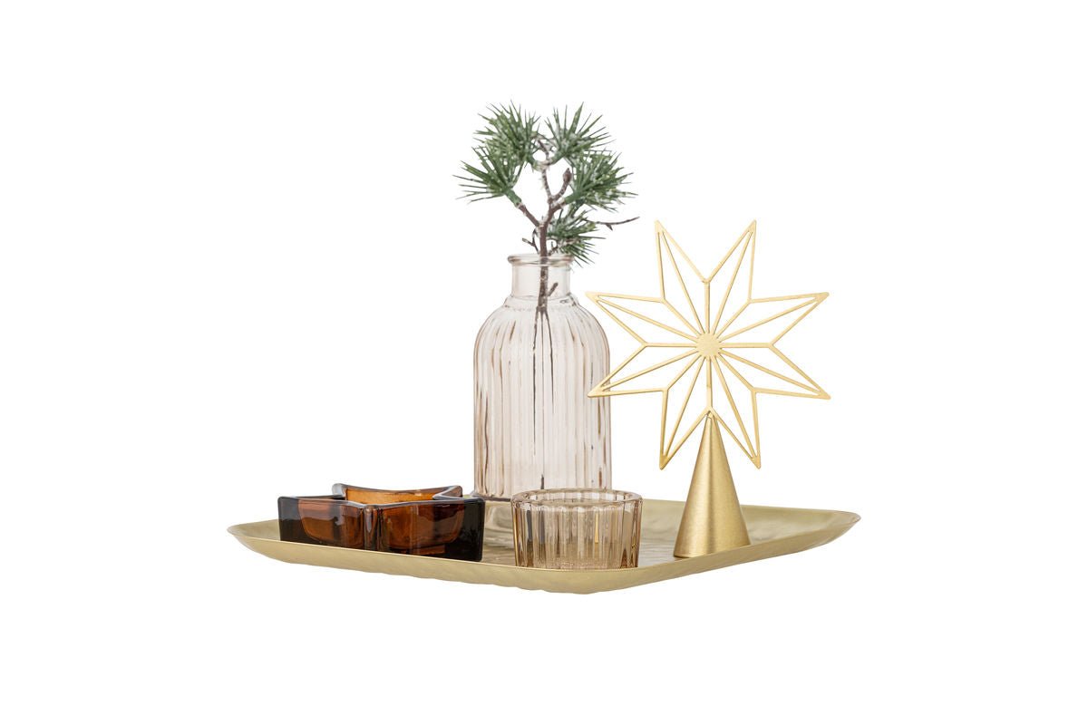 Teelicht-Tablett Aurielle – Glas & Metall in Goldoptik (6-teiliges Set)