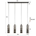 Pendelleuchte Navaro – 4 Leuchten mit verchromten Glasschirmen in Zylinder-Form