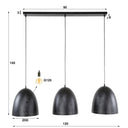 Pendelleuchte Aliora – Mit 3 Leuchten in dunkelgrauer Glockenform im Mesh-Design