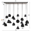 Pendelleuchte "Fionella – 18 runde und konische Lampenschirme aus Metall in schwarzem Finish