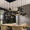 Pendelleuchte "Fionella – 18 runde und konische Lampenschirme aus Metall in schwarzem Finish