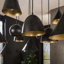 Pendelleuchte "Fionella – 18 runde und konische Lampenschirme aus Metall in schwarzem Finish