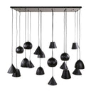 Pendelleuchte "Fionella – 18 runde und konische Lampenschirme aus Metall in schwarzem Finish