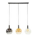 Pendelleuchte "Seralis – 3 Glasschirme in Chrom, Bernstein und Transparent mit Metall Armatur