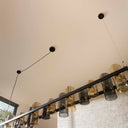 Pendelleuchte "Melvira – 14 zylindrische Glasschirme in Bernstein- und Chromoptik