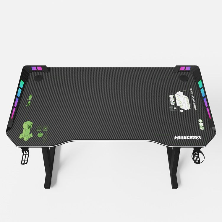 Minecraft Gaming Tisch „EnderCraft“ –  mit LED, Becher- & Headsethalter
