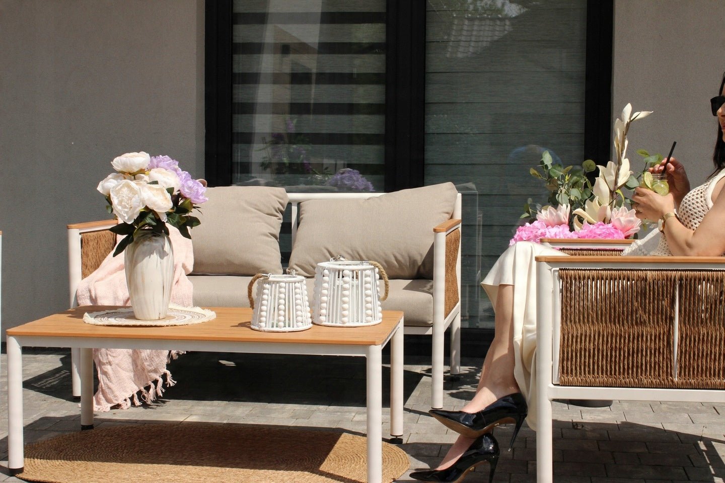 Garten Loungeset Belora – Aluminium Sitzgruppe mit Sofa, 2 Sesseln & Tisch