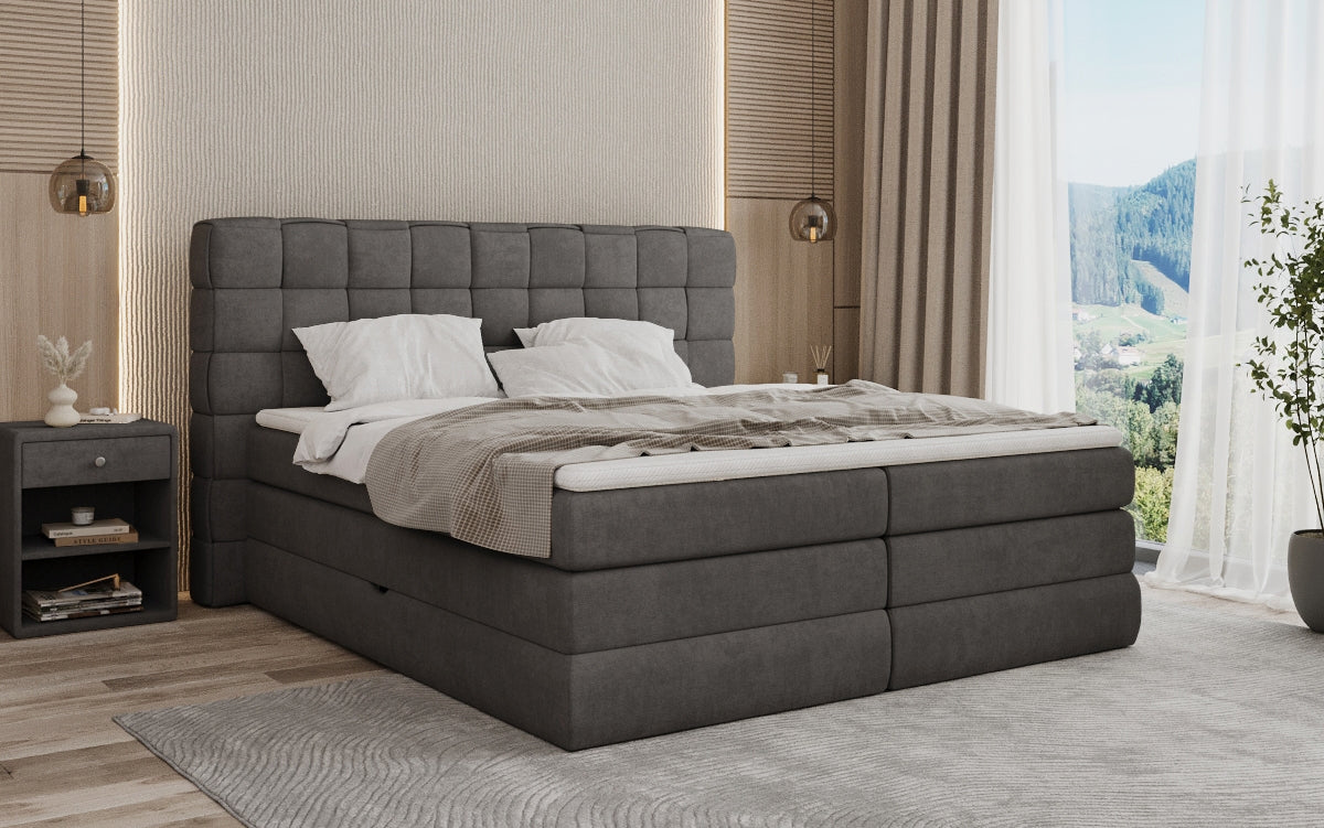 Boxspringbett Trama mit Stauraum in Stoff