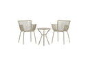 Garten Loungeset Aida – 2er Set in Beige mit rundem Tisch & Stühlen