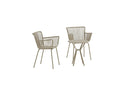 Garten Loungeset Aida – 2er Set in Beige mit rundem Tisch & Stühlen