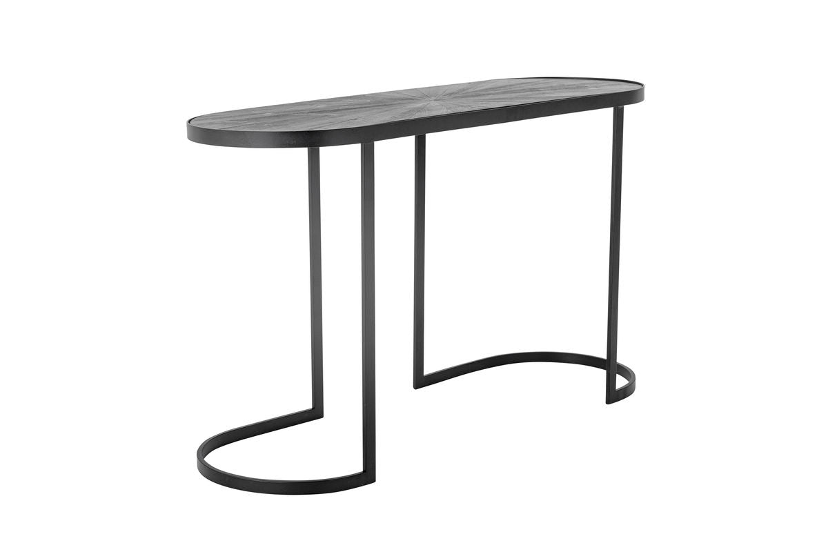Konsolentisch Elvo – Schwarzes Metall-Design mit ovaler Tischplatte