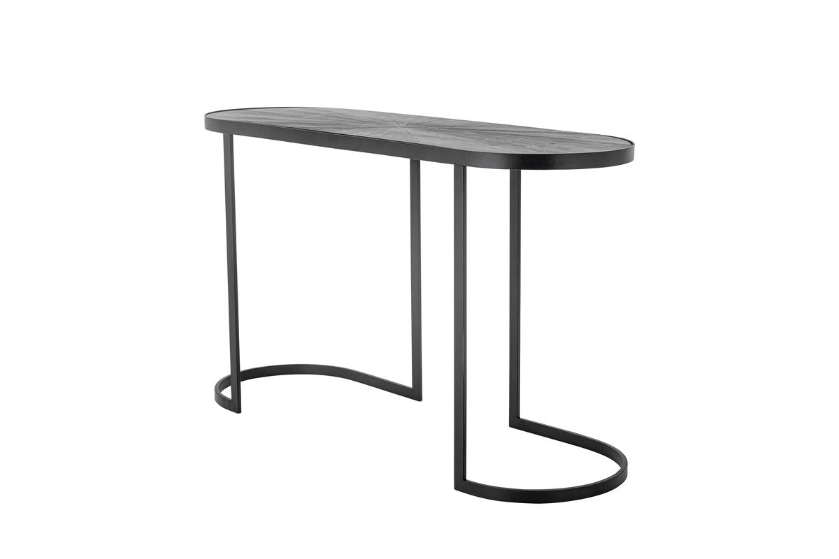 Konsolentisch Elvo – Schwarzes Metall-Design mit ovaler Tischplatte
