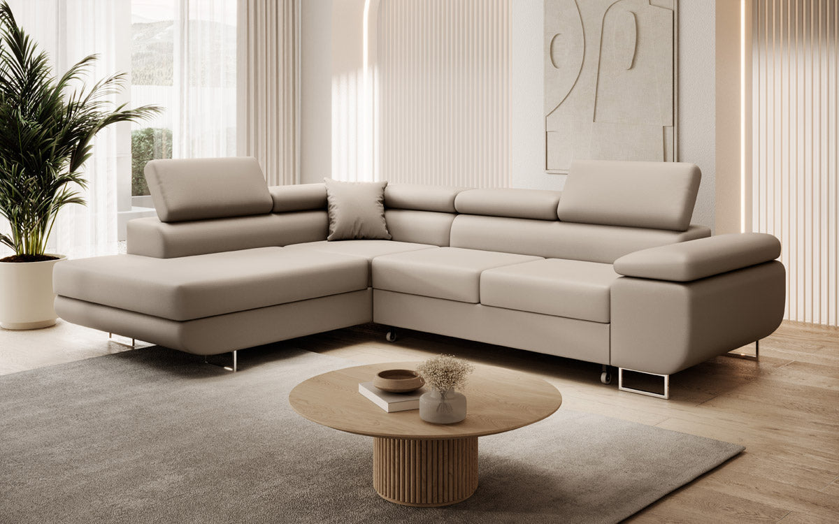 Designer Sofa Aston mit Schlaf- und Klappfunktion aus Kunstleder