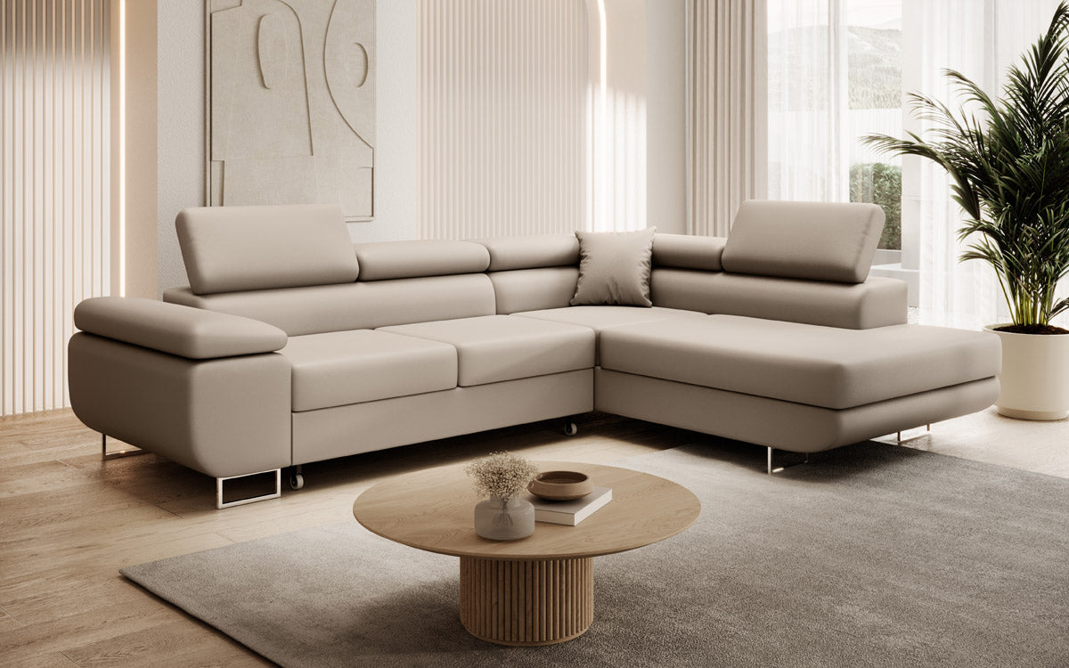 Designer Sofa Aston mit Schlaf- und Klappfunktion aus Kunstleder