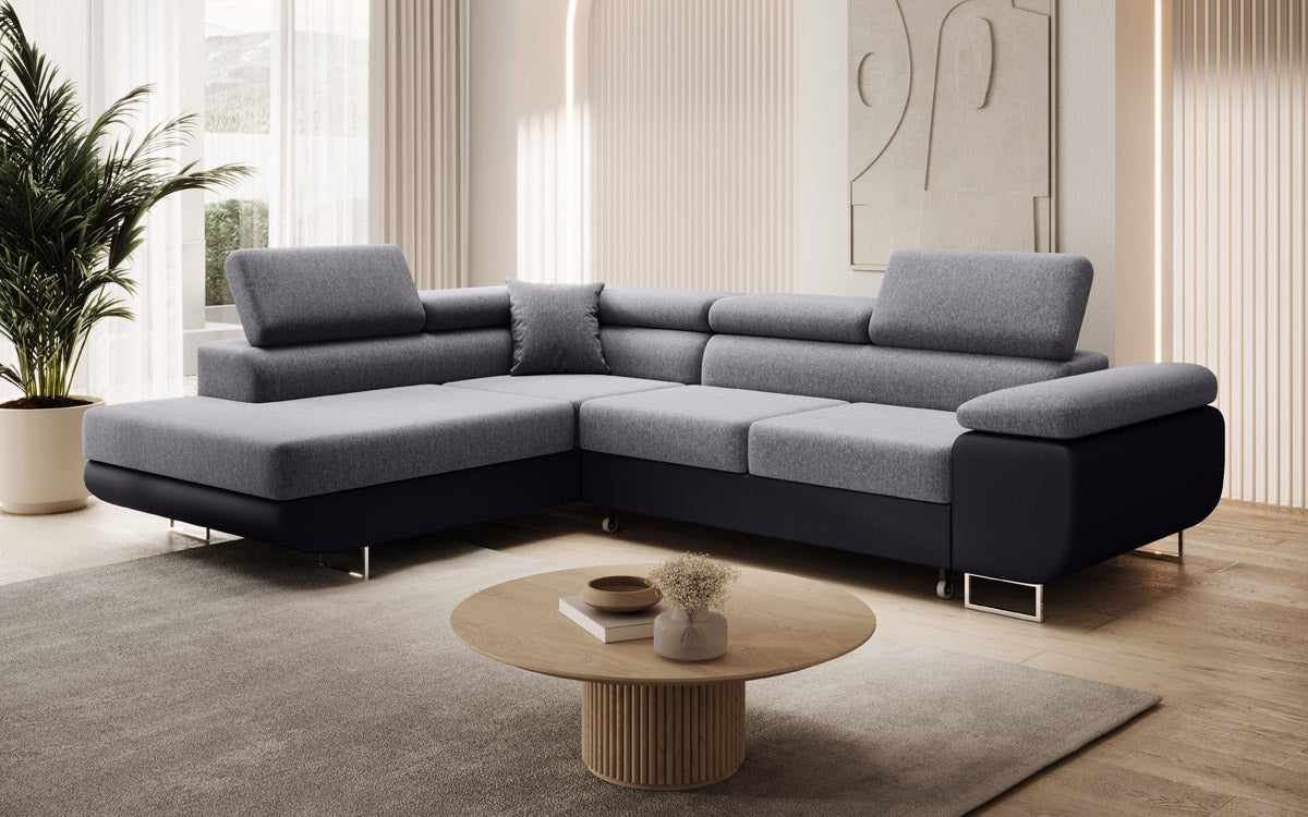 Designer Sofa Aston mit Schlaf- und Klappfunktion - Stoff/Kunstleder