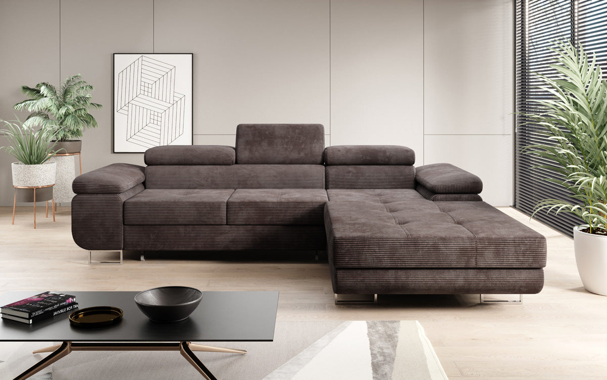 Designer Sofa Calvera mit Schlaf- und Klappfunktion in Cord