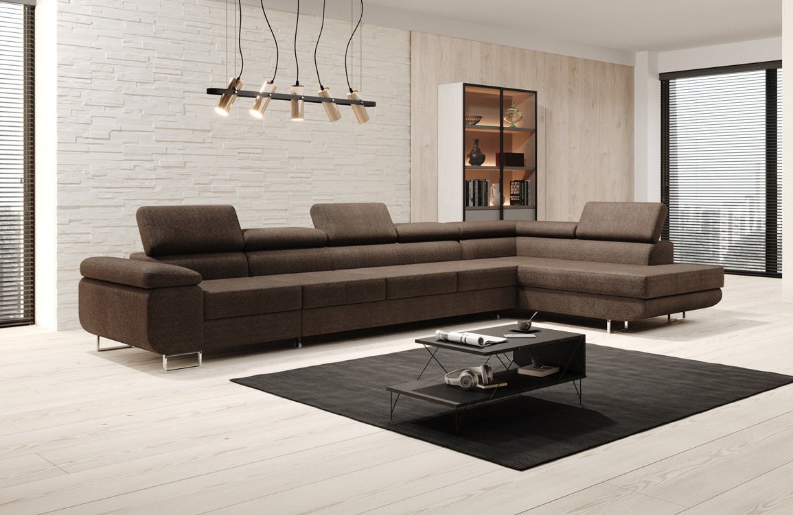 Designer Sofa Maxi mit Schlaf - und Klappfunktion in Bouclé