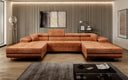 Designer Sofa Calvera U mit Schlaf- und Klappfunktion in Cord