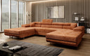 Designer Sofa Calvera U mit Schlaf- und Klappfunktion in Cord