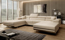 Designer Sofa Calvera U mit Schlaf- und Klappfunktion in Bouclé