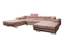 Designer Sofa Calvera U mit Schlaf- und Klappfunktion in Cord