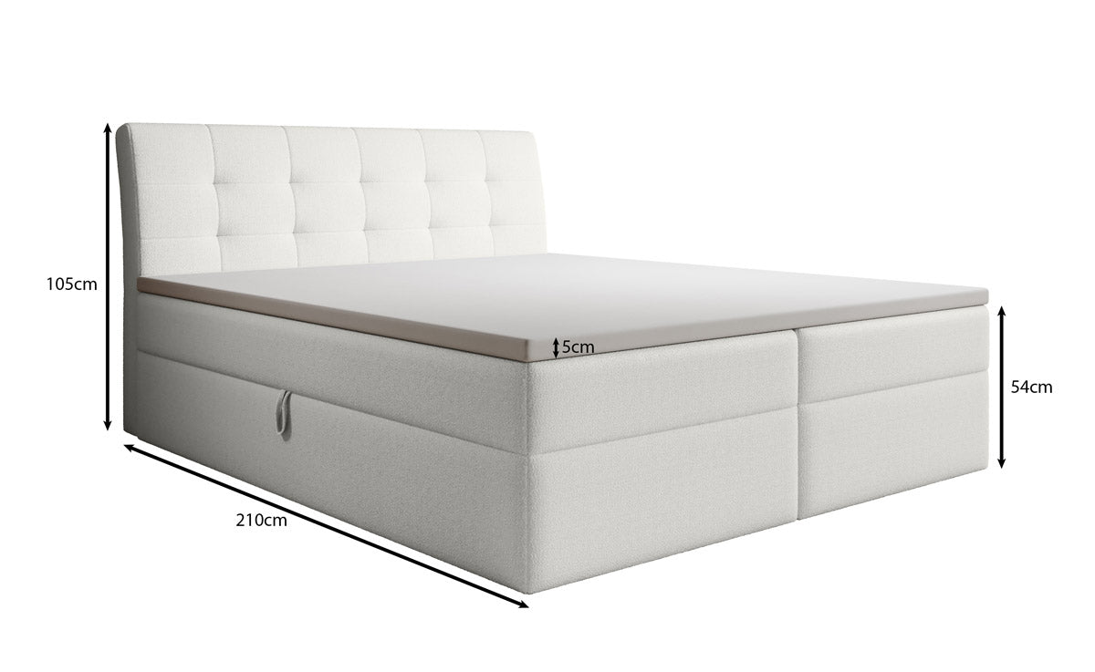 Boxspringbett Amalia Bouclé mit Stauraum