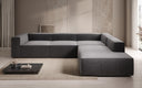 Designer Ecksofa Lesley mit langer Ottomane in Strukturstoff