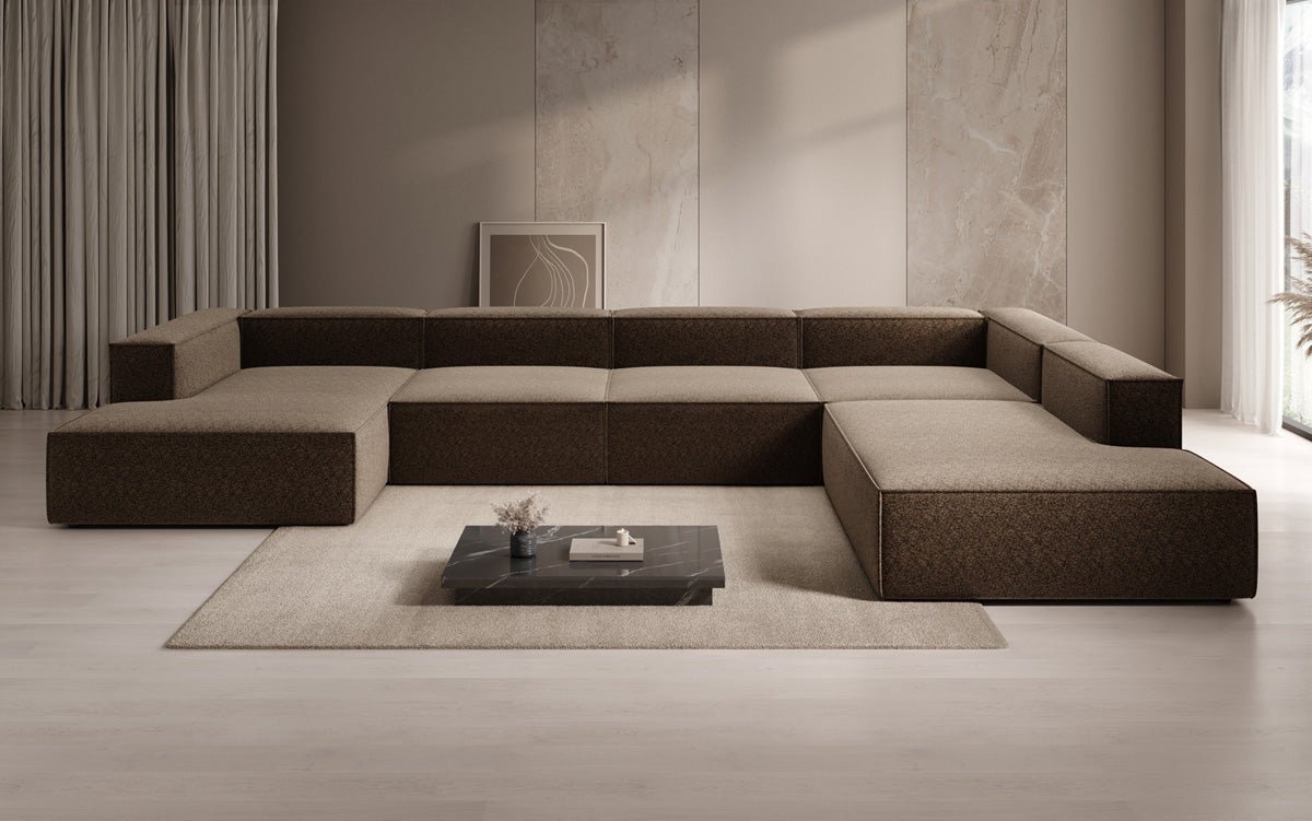 Designer Sofa Lesley U XXL in Strukturstoff