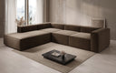 Designer Ecksofa Lesley mit langer Ottomane in Strukturstoff