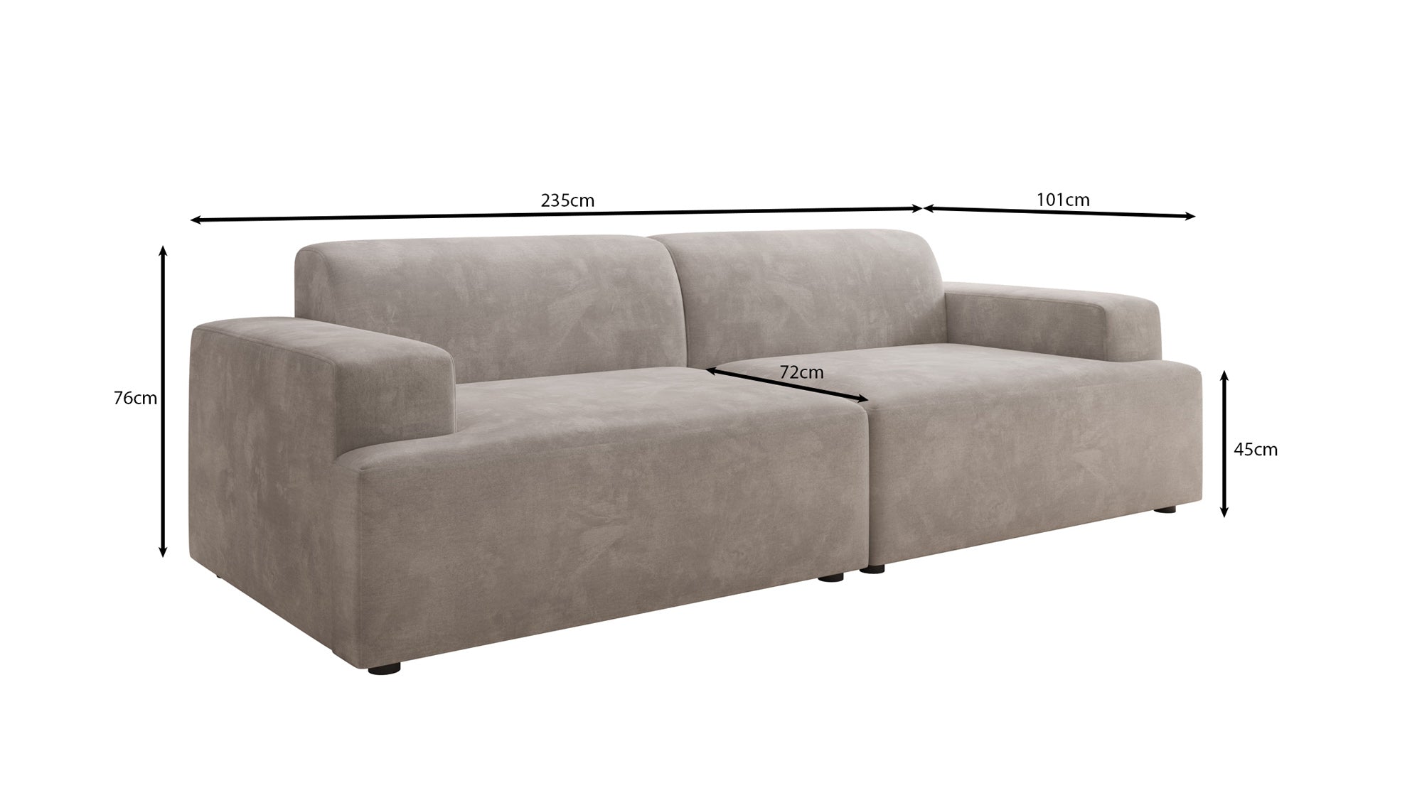 Designer 3 Sitzer Sofa Monza  in Samt