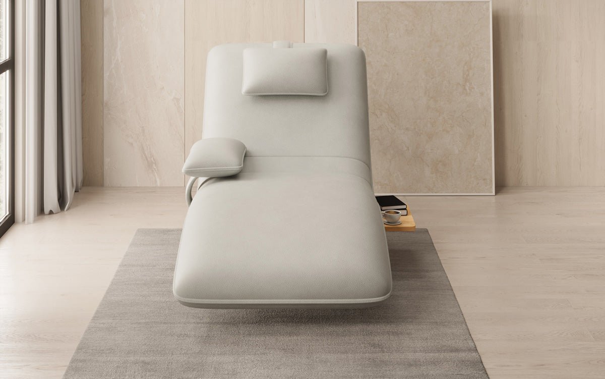 Designer Relax-Liege Velor Echtleder mit Drehfunktion und Beistelltisch