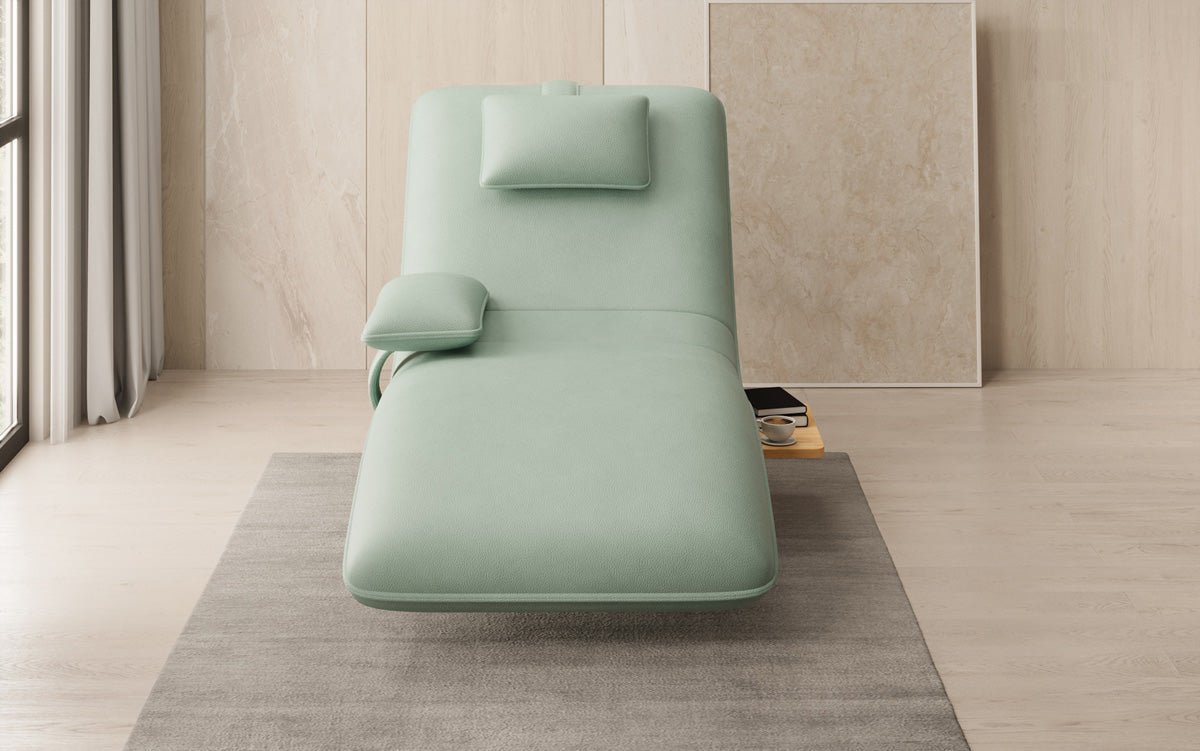 Designer Relax-Liege Velor Echtleder mit Drehfunktion und Beistelltisch