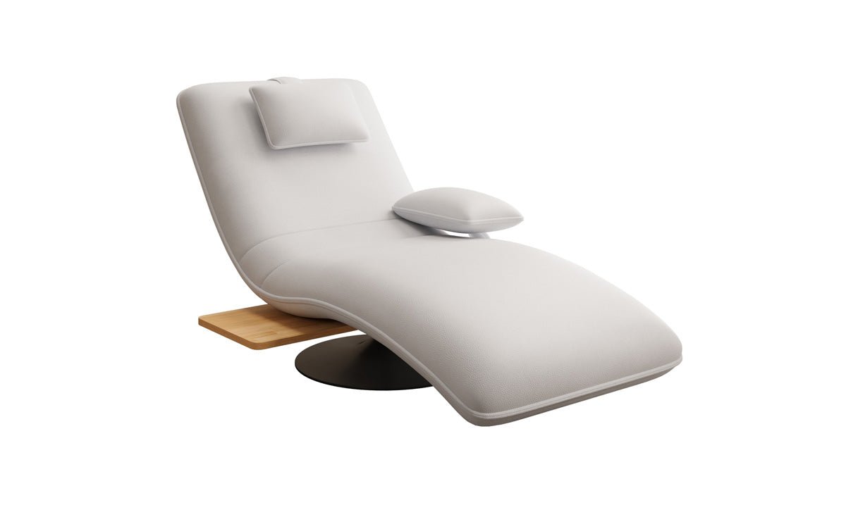 Designer Relax-Liege Velor Echtleder mit Drehfunktion und Beistelltisch