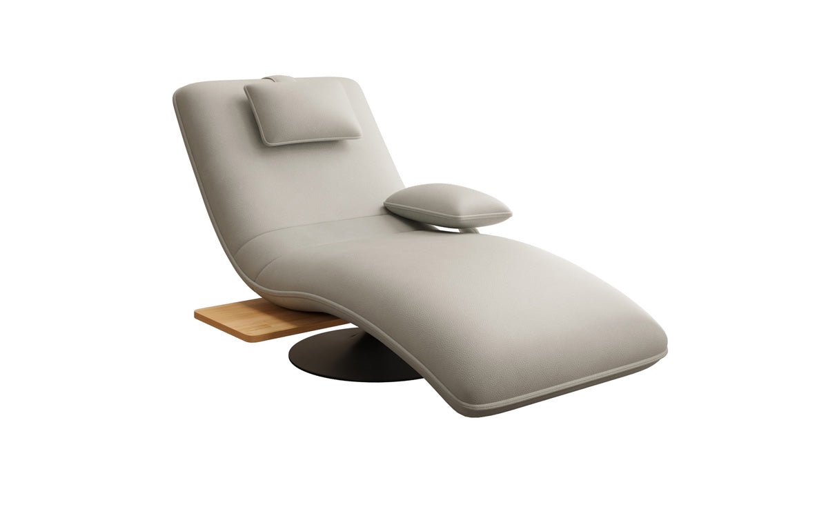 Designer Relax-Liege Velor Echtleder mit Drehfunktion und Beistelltisch