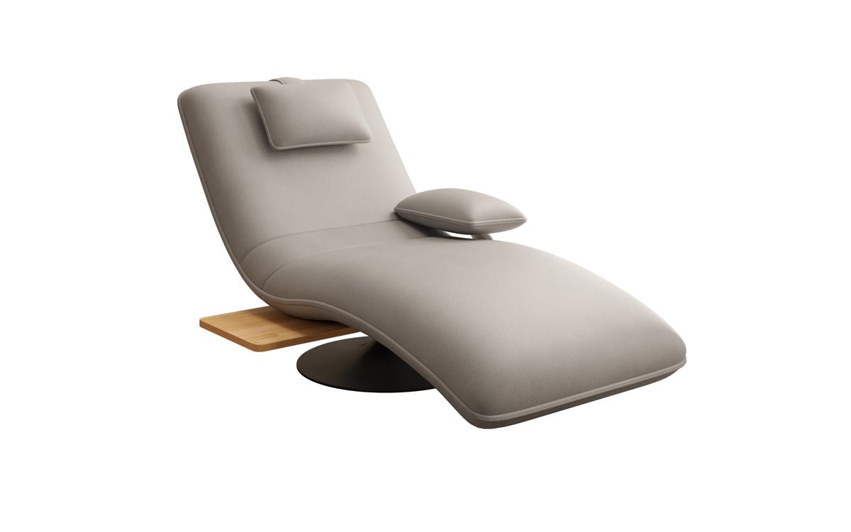 Designer Relax-Liege Velor Echtleder mit Drehfunktion und Beistelltisch