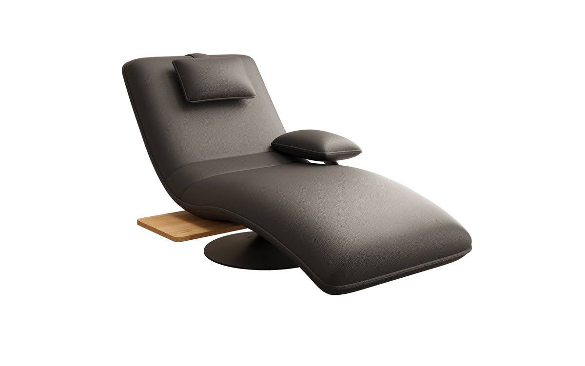 Designer Relax-Liege Velor Echtleder mit Drehfunktion und Beistelltisch