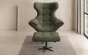Designer Sofa-Sessel Aurelio inkl. Beistellhocker in Bouclé