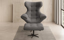 Designer Sofa-Sessel Aurelio inkl. Beistellhocker in Bouclé