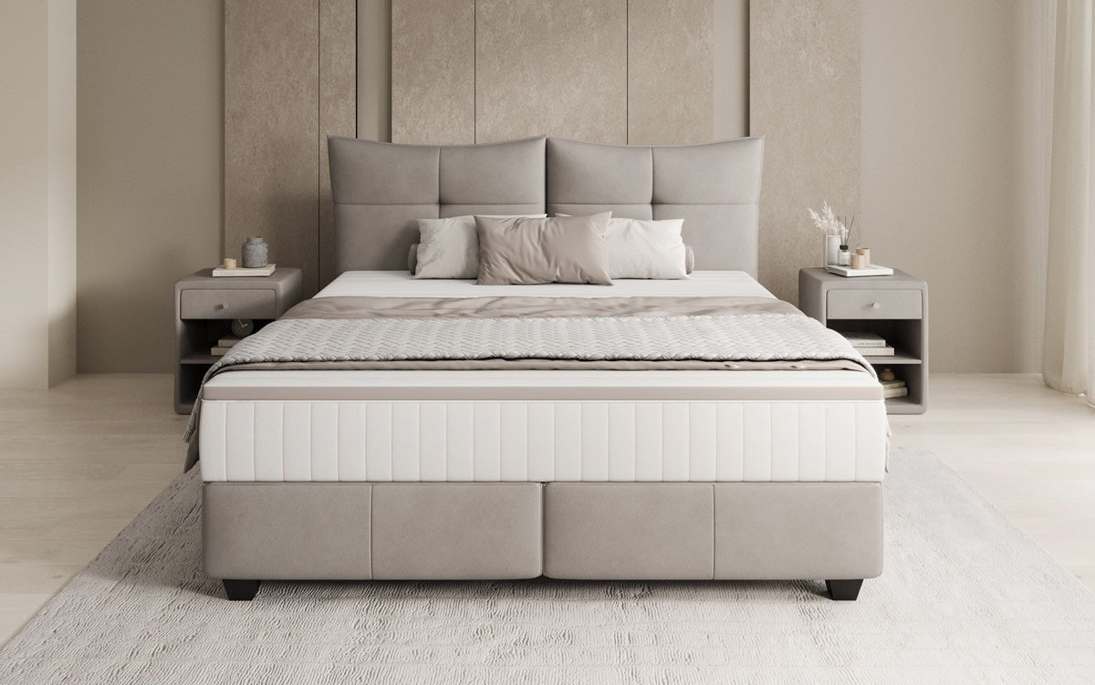 Boxspringbett Veyora in Echtleder
