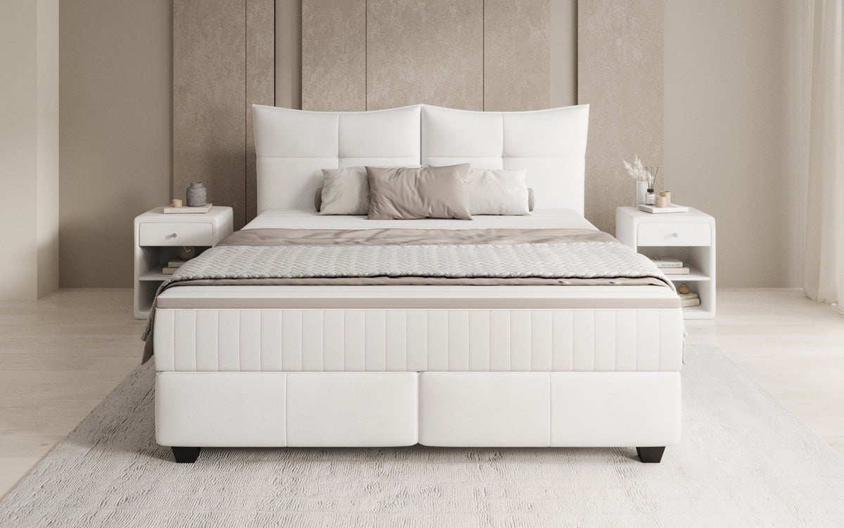 Boxspringbett Veyora in Echtleder