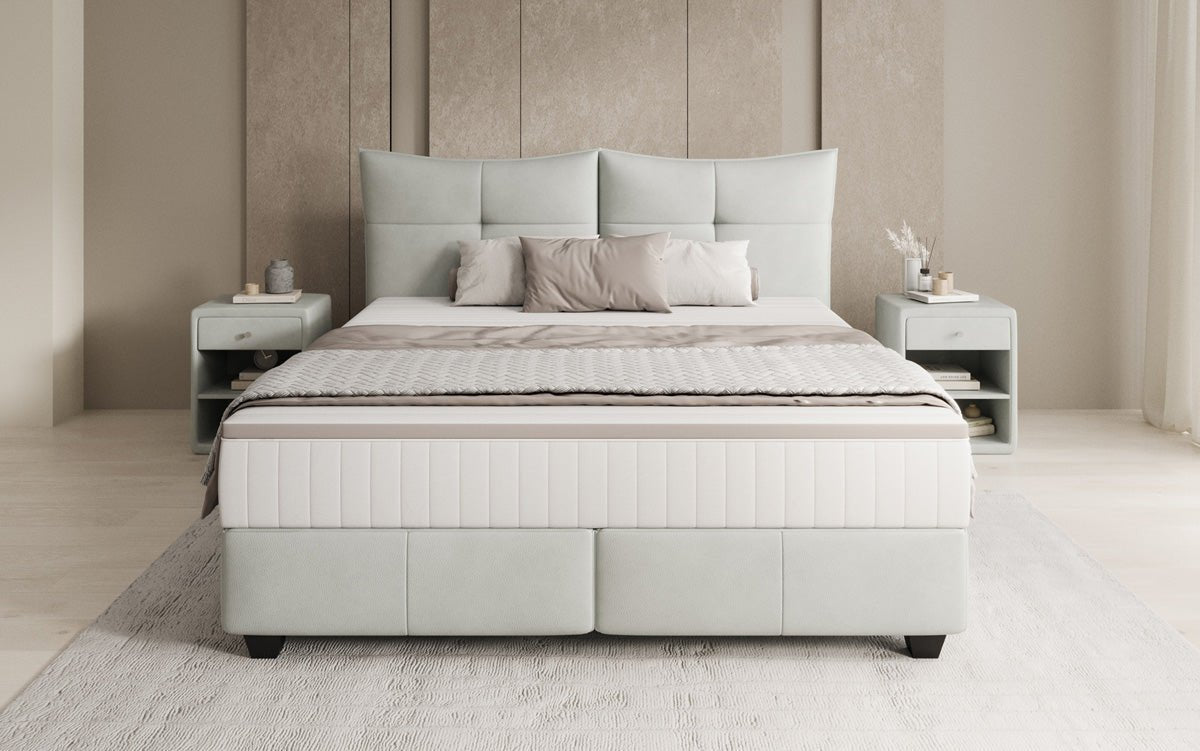 Boxspringbett Veyora in Echtleder