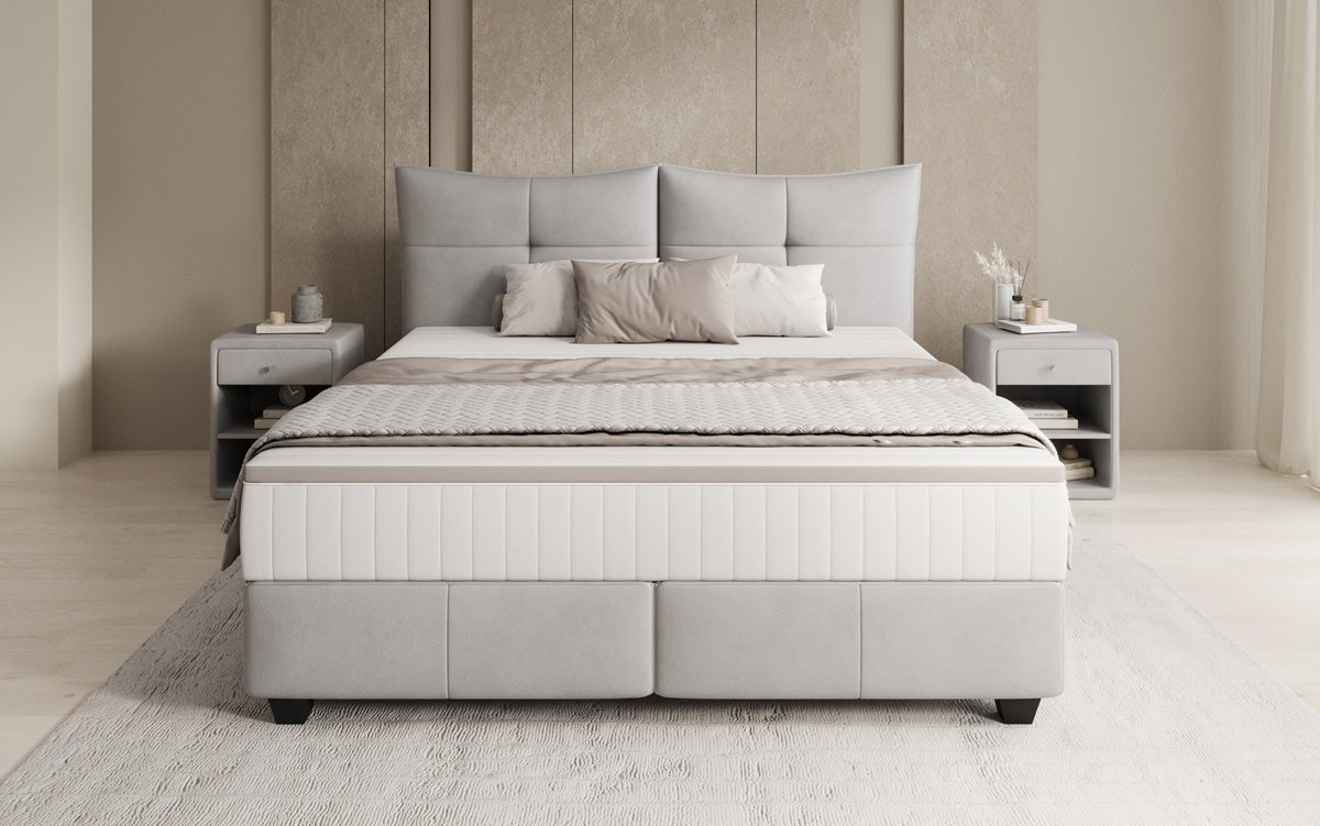 Boxspringbett Veyora in Echtleder