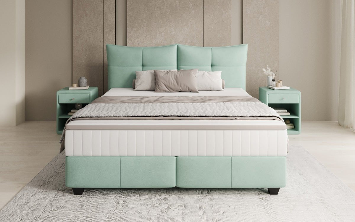 Boxspringbett Veyora in Echtleder