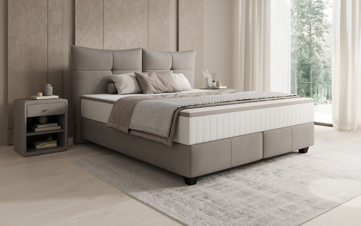 Boxspringbett Veyora in Echtleder