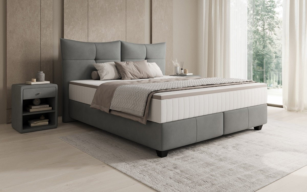 Boxspringbett Veyora in Echtleder